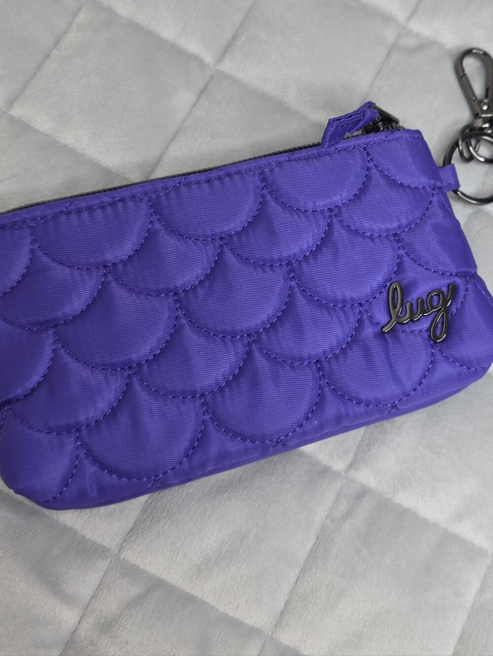 9lug Quilted Violet Key & Card Pouch with Clip Metro Xl